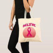 Glaube an das rosa Band Retro Tragetasche (Vorderseite (Produkt))
