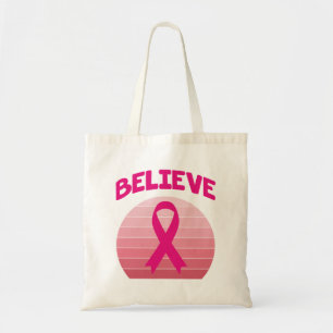 Glaube an das rosa Band Retro Tragetasche