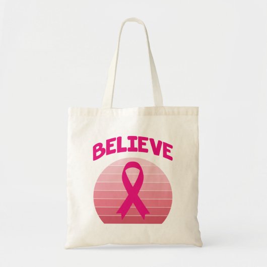 Glaube an das rosa Band Retro Tragetasche (Vorne)