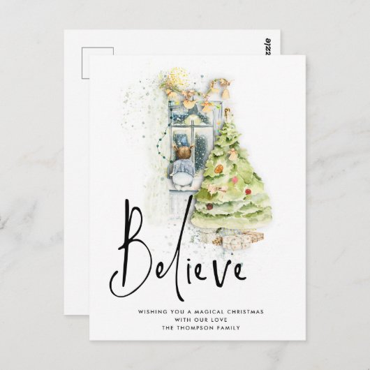Glaube an das Skript Kinderfenster Weihnachtsfeier Postkarte (Vorne/Hinten)