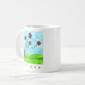 "Glaube an das Unmögliche" Mädchen mit Blume Kites Kaffeetasse (Vorderseite Links)