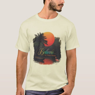 Glaube an deine Vision: Silhouette eines tropische T-Shirt