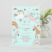 Glaube an den magischen Einhorn-Kindergeburtstag Einladung (Stehend Vorderseite)