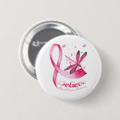 Glaube an den Rosa-Ribbon-Brustkrebs des Dragonfly Button (Vorne & Hinten)