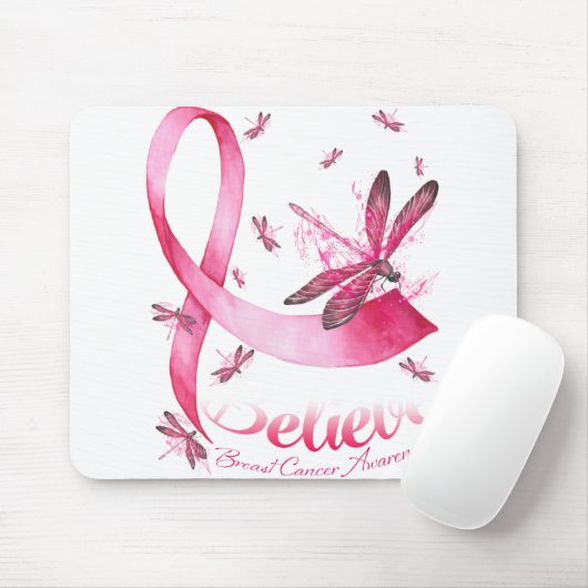 Glaube an den Rosa-Ribbon-Brustkrebs des Dragonfly Mousepad (Mit Mouse)
