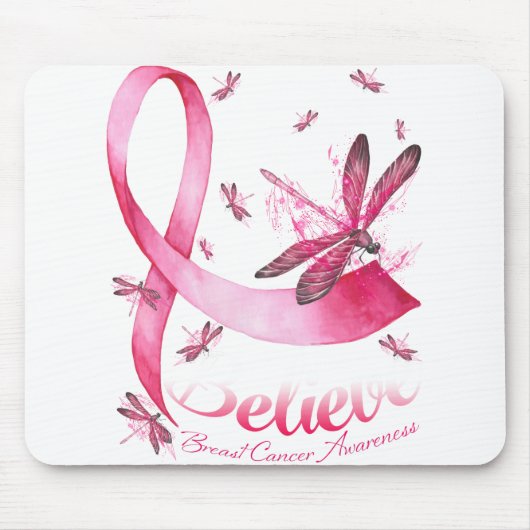 Glaube an den Rosa-Ribbon-Brustkrebs des Dragonfly Mousepad (Vorne)