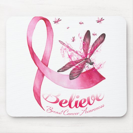 Glaube an den Rosa-Ribbon-Brustkrebs des Dragonfly Mousepad (Vorne)