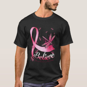 Glaube an den Rosa-Ribbon-Brustkrebs des Dragonfly T-Shirt