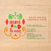 Glaube an den Weihnachtsfeiertag der Saison Acryleinladungen (Vorderseite)