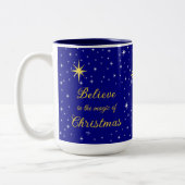 Glaube an den Zauber der Weihnachtszeit-Tasse Zweifarbige Tasse (Links)