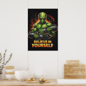 Glaube an dich selbst, Alien-Bodybuilder-Gym-Worko Poster (Küche)
