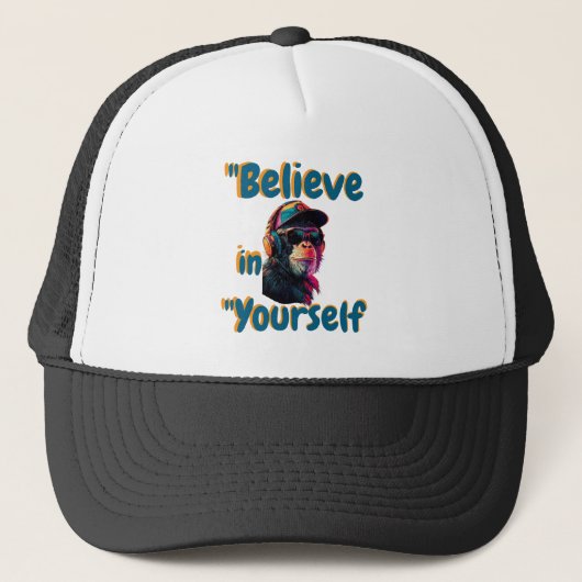 "Glaube an dich selbst" Basic Dark T-Shirt Truckerkappe (Vorderseite)