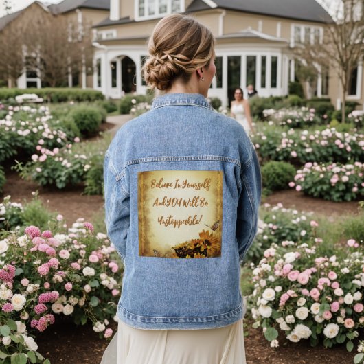 Glaube an dich selbst, Denim Blue Jean Jacket Jeansjacke (Hochzeit Rückseite)