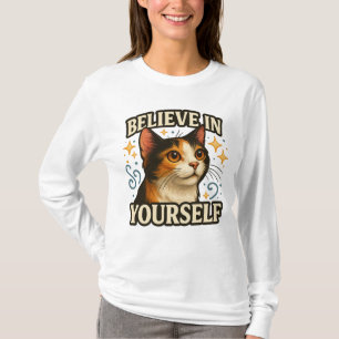 Glaube an dich selbst Inspiratives Katzendesign T-Shirt