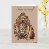 Glaube an dich selbst | Lion Vintag Inspiration Karte (Gelbe Blume)