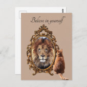 Glaube an dich selbst | Lion Vintag Inspiration Postkarte (Vorne/Hinten)