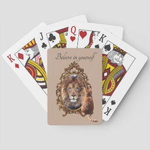 Glaube an dich selbst Löwe Vintage Inspirierend Spielkarten