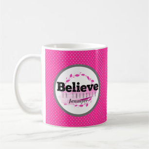 Glaube an dich selbst Zitat Wasserfarbe rosa Punkt Kaffeetasse