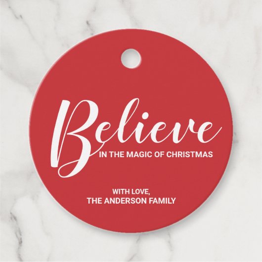 "Glaube an die Magie der Weihnachten" Feierliche R Geschenkanhänger (Vorderseite)