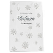 Glaube an die Magie des Weihnachtssilbernen Glitze Mittlere Geschenktüte (Vorderseite)