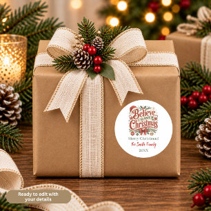 Glaube an die Magie von Weihnachten Personalisiert Runder Aufkleber