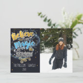 Glaube an die Magie... Weihnachtsfotokarte Feiertagskarte (Stehend Vorderseite)