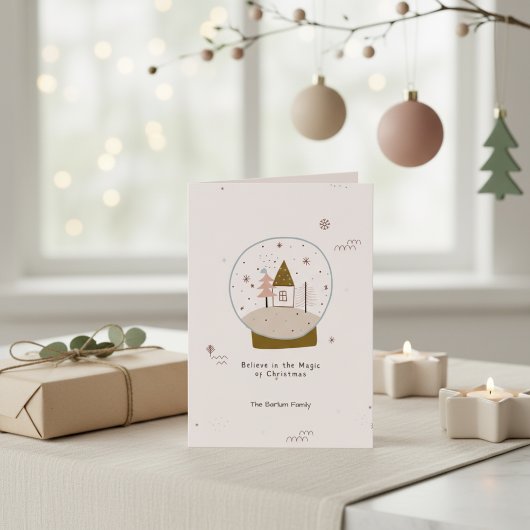 Glaube an die magische Snowglobe Weihnachten Karte