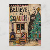 Glaube an die Squatch-Weihnachtscollage Postkarte (Vorderseite)
