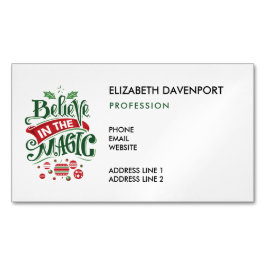 Glaube an die Weihnachtstypografie der Magie Magnetische Visitenkarte