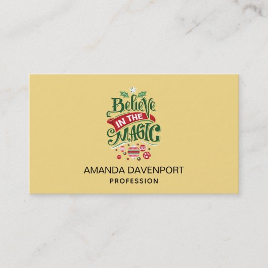 Glaube an die Weihnachtstypografie der Magie Visitenkarte (Vorderseite)
