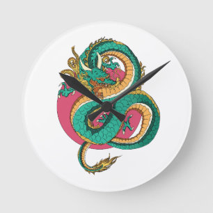 Glaube an Drachen Runde Wanduhr