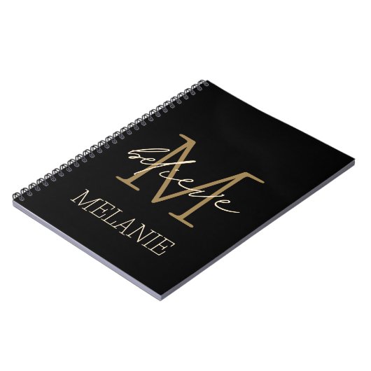 Glaube an Förderung Gold Monogram Name Notizblock (Linke Seite)