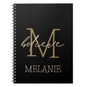 Glaube an Förderung Gold Monogram Name Notizblock (Vorderseite)