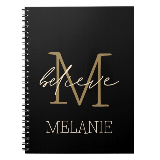 Glaube an Förderung Gold Monogram Name Notizblock (Vorderseite)