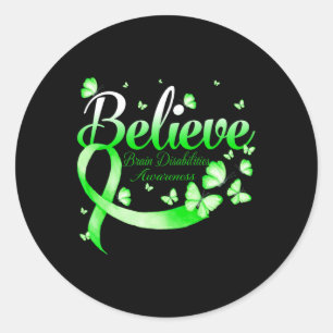 Glaube an Gehirnbehinderungen Butterfly Sensibilis Runder Aufkleber