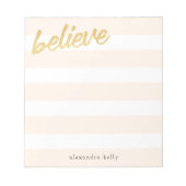 Glaube an Gold Imitate Foil Peach Stripes Individu Notizblock (Vorderseite)