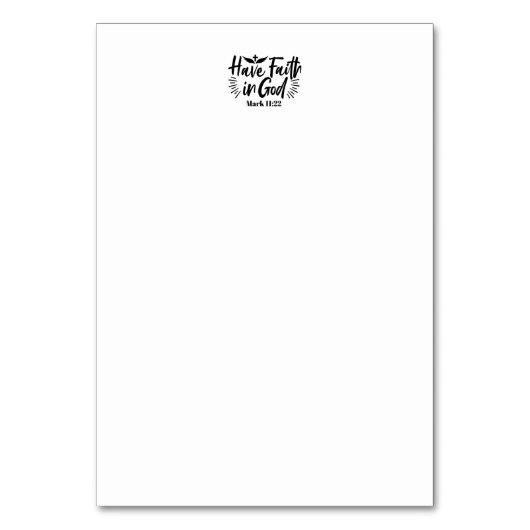 Glaube an Gott Mark 11:22 Inspiration Zitat Tischnummer (Rückseite)