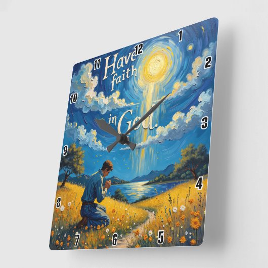 Glaube an Gott Quadratische Wanduhr (Winkel)