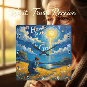 Glaube an Gott Quadratische Wanduhr