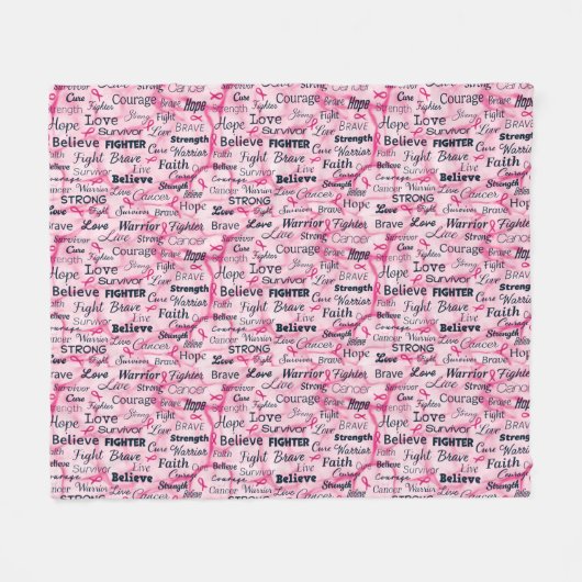 Glaube an Kampf Live Strong Pink Typografy Fleecedecke (Vorderseite (Horizontal))