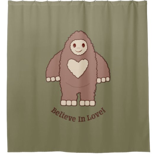 Glaube an Liebe Bigfoot Duschvorhang (Vorderseite)