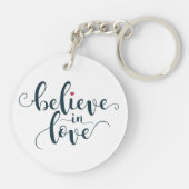 Glaube an Liebe Valentine Calligraphie | Schlüssel Schlüsselanhänger (Rückseite)