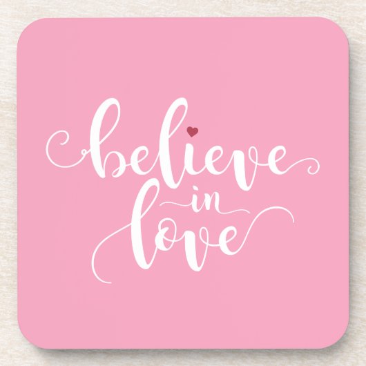 Glaube an Liebe Valentine Calligraphie | UNTERSETZ Getränkeuntersetzer (Vorderseite)