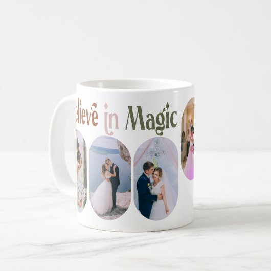 Glaube an Magic 6 Rounded Lozenge Foto neu verheir Kaffeetasse (Vorderseite Links)