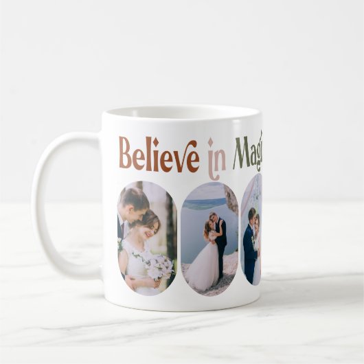 Glaube an Magic 6 Rounded Lozenge Foto neu verheir Kaffeetasse (Links)