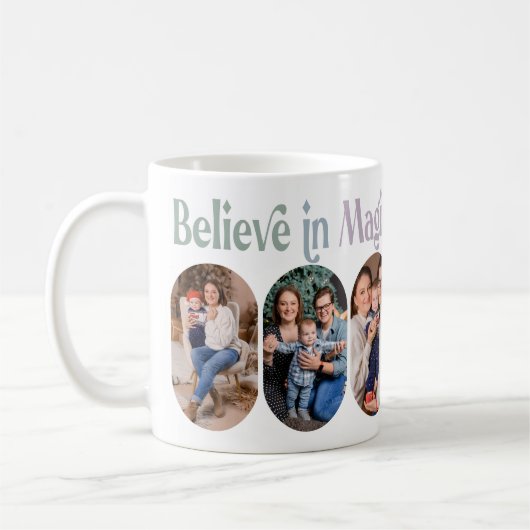 Glaube an Magic 6 Rounded Lozenge Foto New Baby Kaffeetasse (Links)