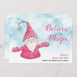 Glaube an Magic Pink Gnome Snowy Blue Weihnachten