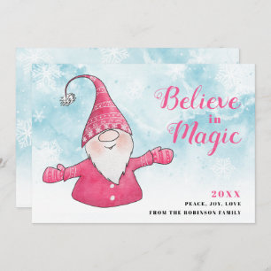 Glaube an Magic Pink Gnome Snowy Blue Weihnachten