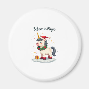 Glaube an Magie Festliches Einhorn mit Weihnachts- Magnet