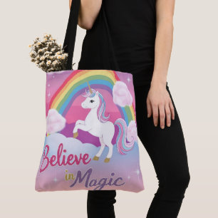 Glaube an Magie mit Einhorn und Regenbogen Tasche